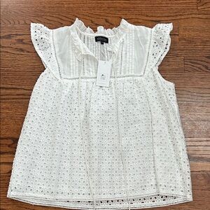 NWT Abbeline White Eyelet Top with Ruffles